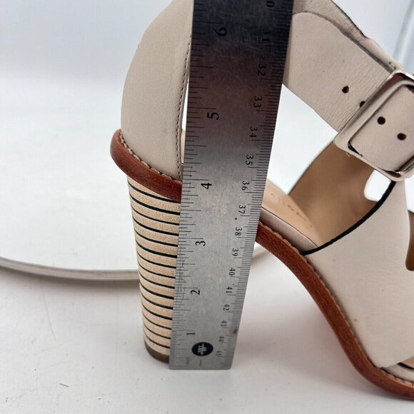 Loeffler Randall Women Size 10B Cream Beige Leather Peep Toe Buckle Heel Sandal - Picture 15 of 16